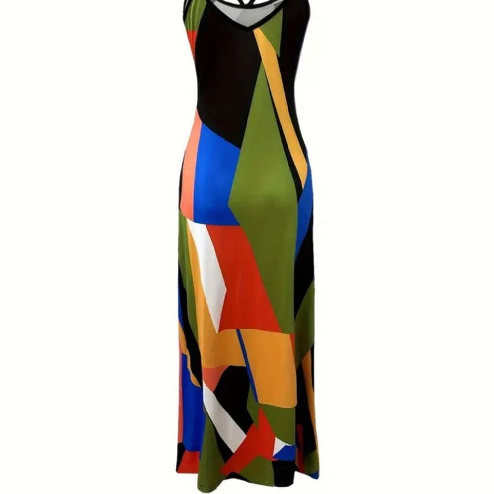 Colorful Geometric Maxi Dress